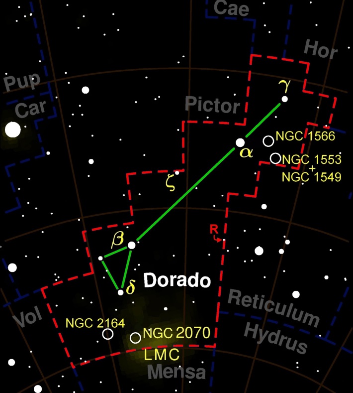 Constelatia Dorado si obiectele principale, Foto: astronomia-para-amadores.blogspot.com