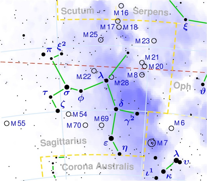 Cele mai importante obiecte Messier din constelatia Sagittarius, Foto: amateurstargazing.blogspot.com