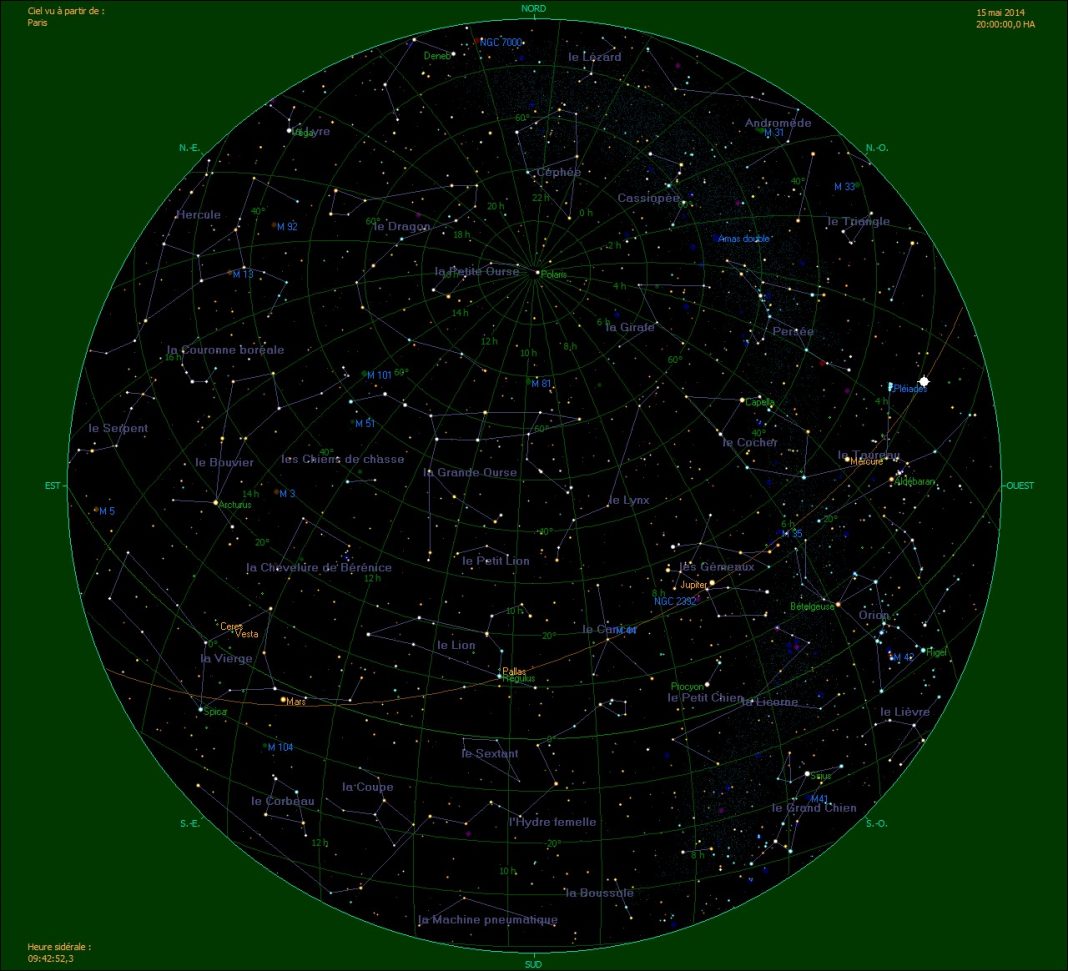 Harta cerului in mai 2014