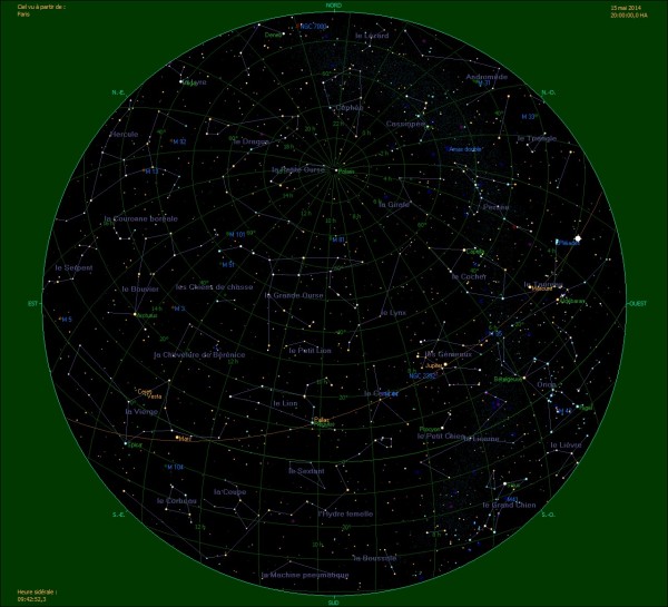 Harta cerului in mai 2014