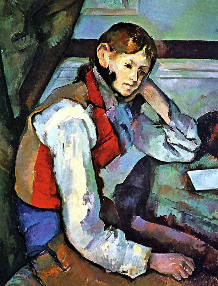 Paul Cezanne; Baiatul cu vesta rosie, Foto: arteascuolasovizzo.wordpress.com